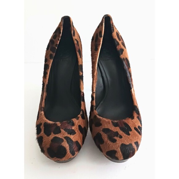 Tory Burch Camille Leopard Calf Hair Platform High Heel Pump 7M Dustbag - Picture 2 of 14